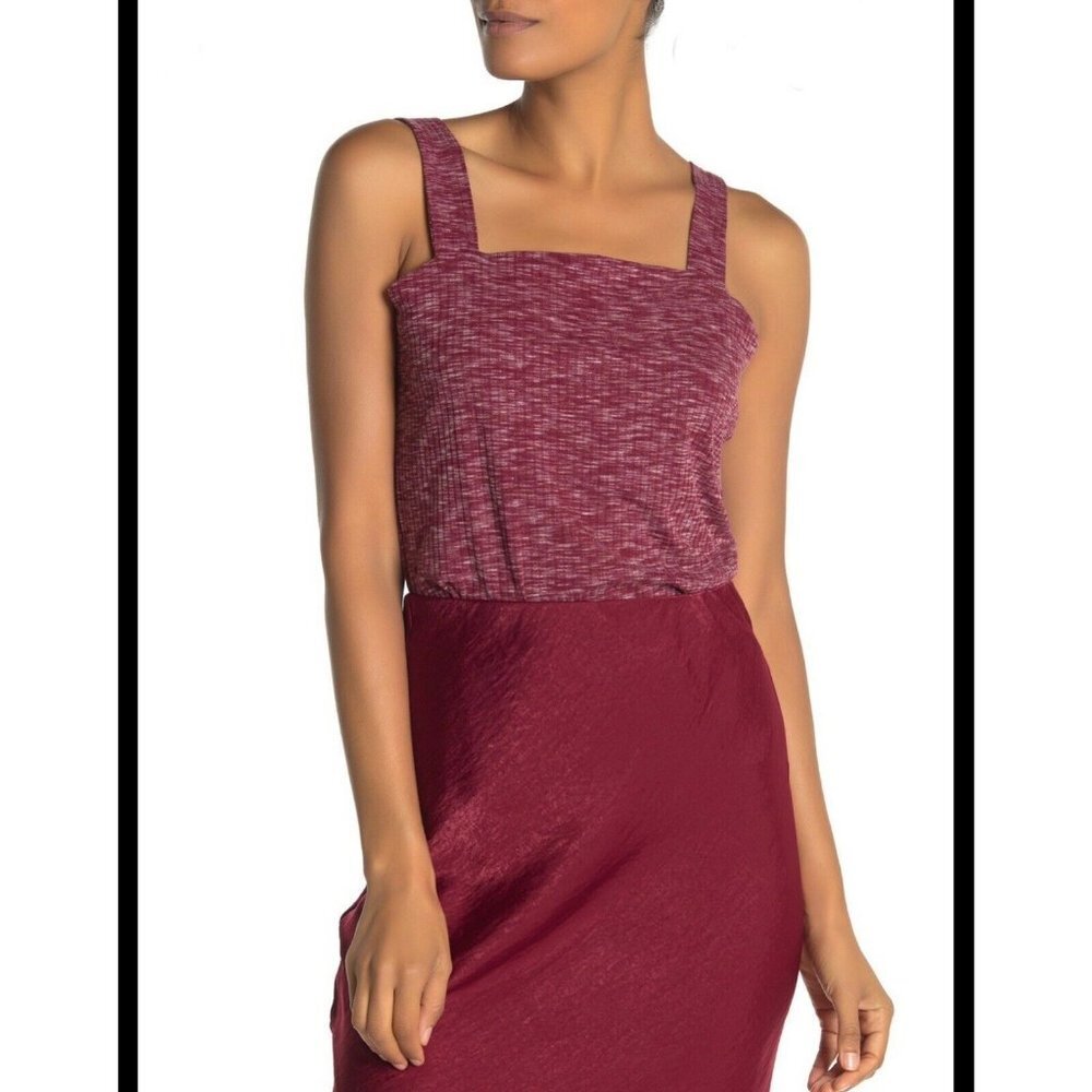 Babeau Ribbed Square Neck Marla Top Plum M